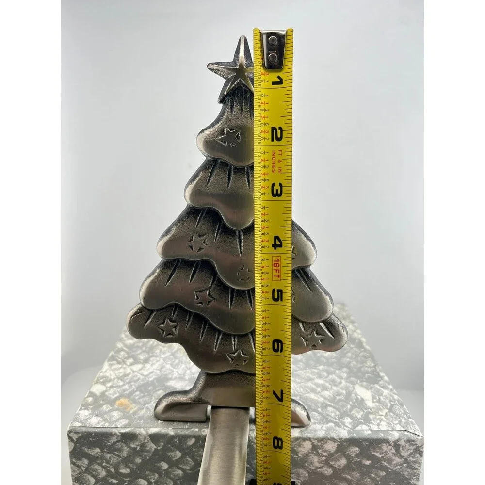 Silver Metal Christmas Tree Stocking Holder Shelf Mantle Hook Vintage Y2K 2pc